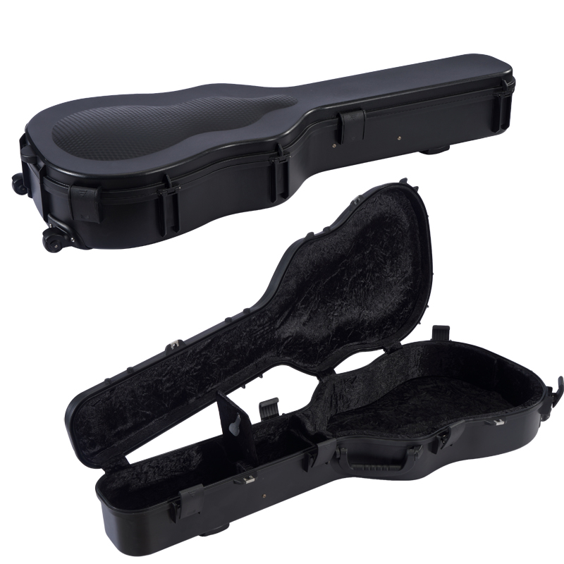 Wheeled Flight Travel Protective Hard Plastic Guitar Case
